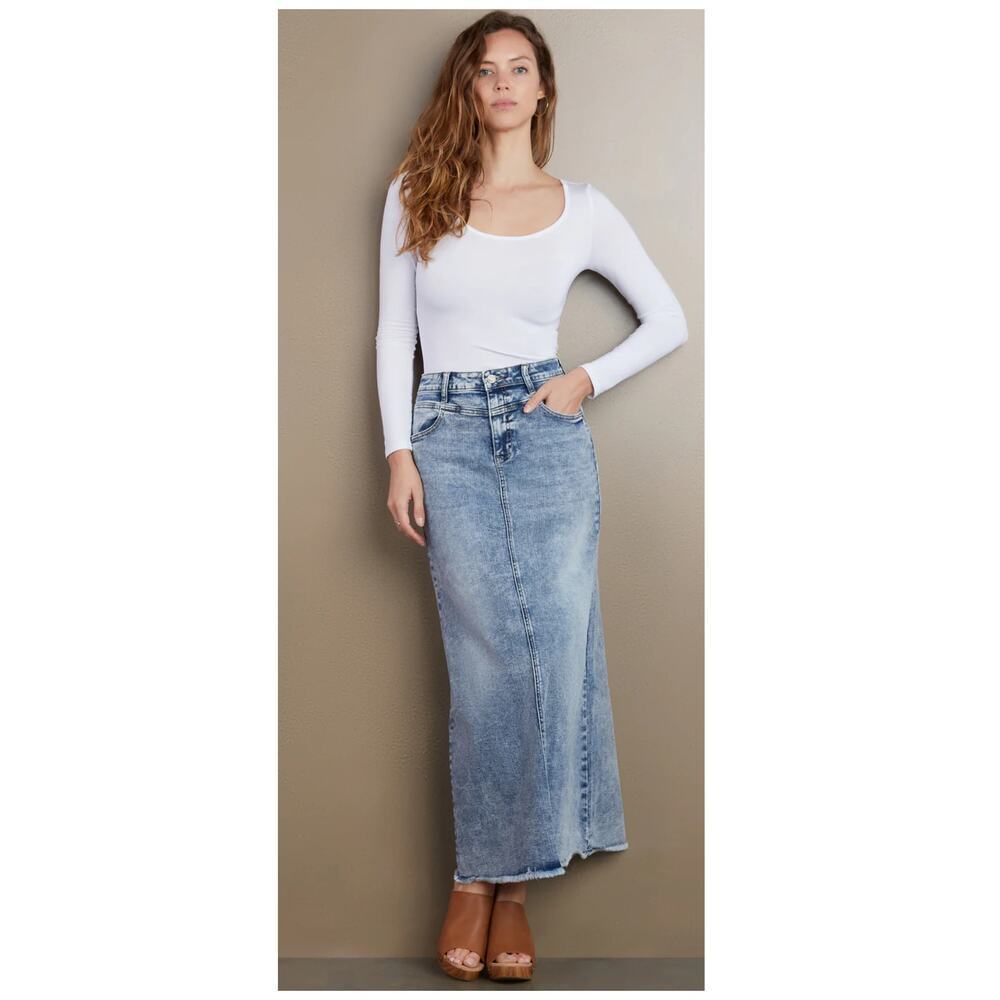 NWT Wash Lab Denim The Lowdown Selma Maxi Skirt Size 27